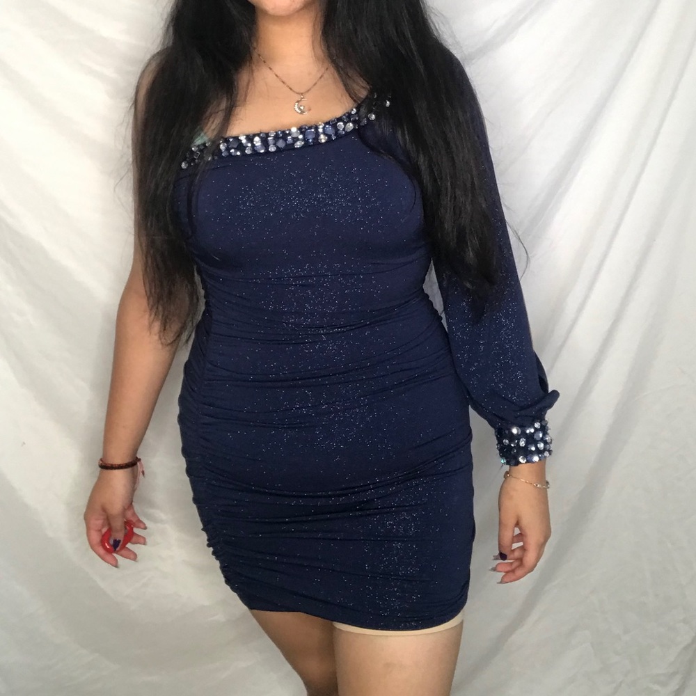 Sparkly sexy navy tight dress